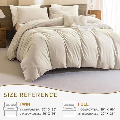 CozyTide Cotton Comforter Full Size,Solid Color Wheat Full Bedding Set,Lightweight Fluffy Ultra Soft Comforter Set 3 Pieces