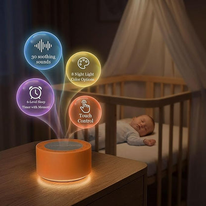 Nursery Lamp with Sound Machine, Mood Lighting, 7 Colors Night Light, 30 Soothing Sounds, White Noises for Baby, Adults. Timer, Plug in, Memory Function, Touch Control
