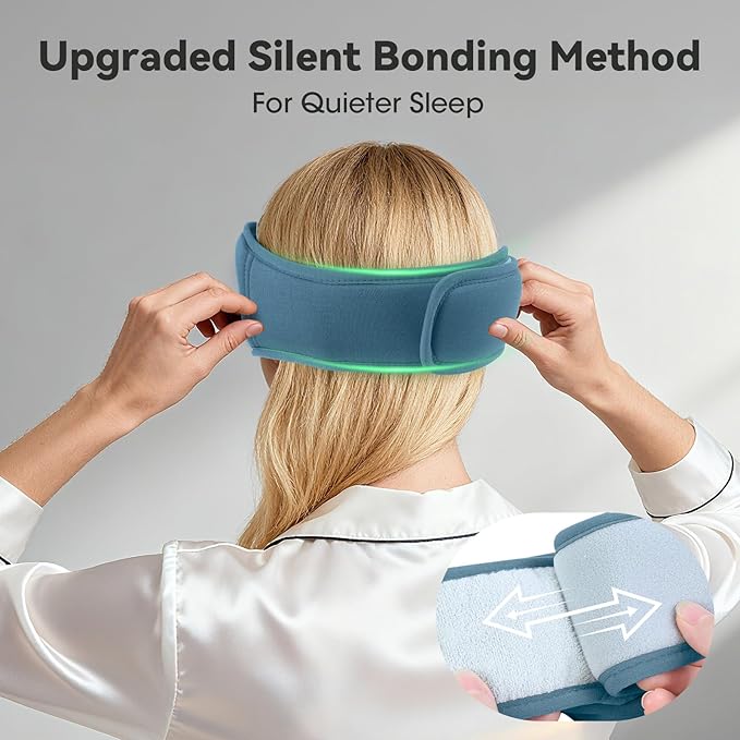 3D Bamboo Cotton Sleep Mask with Bluetooth 5.4 Headphone, Music Wireless Bluetooth Blackout Eye Mask for Side Sleepers, Earphones HD Speaker Microphone for Travel, Gifts for Women Men, Blue