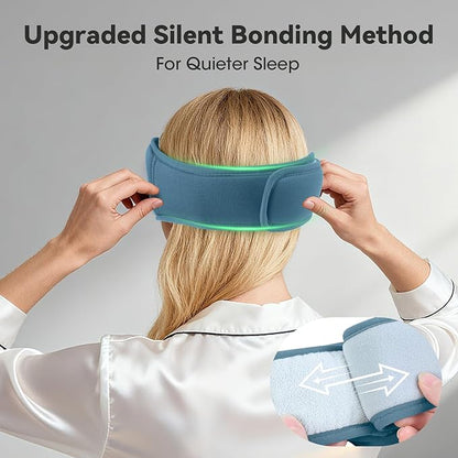 3D Bamboo Cotton Sleep Mask with Bluetooth 5.4 Headphone, Music Wireless Bluetooth Blackout Eye Mask for Side Sleepers, Earphones HD Speaker Microphone for Travel, Gifts for Women Men, Blue