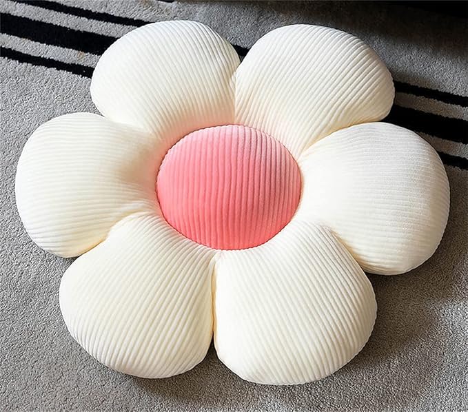 Flower-Shaped Cute Pillow, Flower Cushion, Reading Pillow and Leisure and Comfortable Pillow, Car Cushion (Beige/Pink, 40cm*40cm)