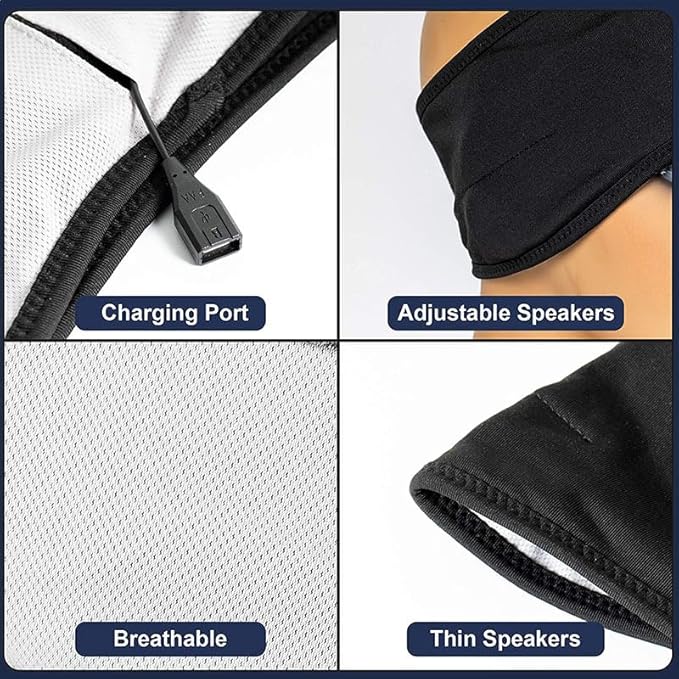 Wireless Bluetooth Sports Headband Headphones Ultra-Thin HD Stereo Perfect for Sleeping,Workout,Jogging,Yoga,Insomnia, Air Travel, Meditation Black