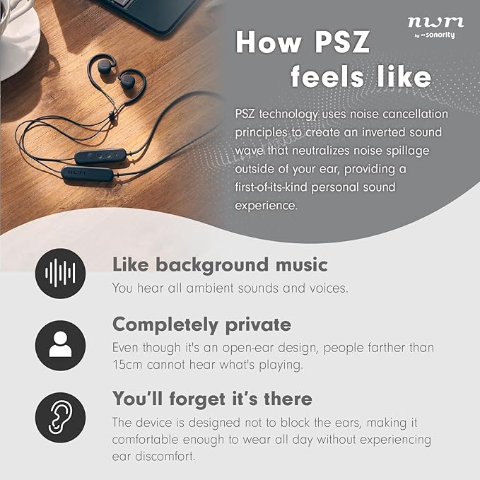 nwm NTT Sonority Wireless Open-Ear Speakers (Neckband) with PSZ Technology MBN001 Dark Brown