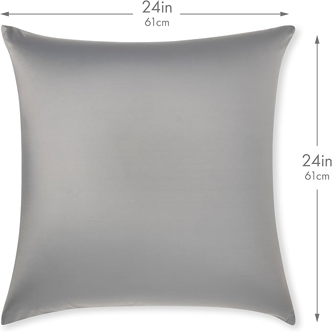 PILLOWY 24"x24" Throw Pillowcases (Cover Only) - 85/15 Nylon, Spandex - Luxurious, Silky, Stretchy & Soft - 1Pcs Solid Color - A Perfect Choice for Couch Chairs Sofa Bed Adult/Kids Bedroom, Dark Grey