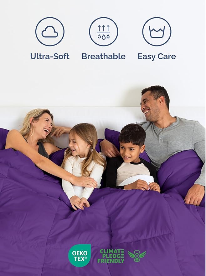 Twin Comforter Set - 5 Piece Bed in a Bag Twin Size Bed Set - Down Alternative Comforter, Flat Sheet, Fitted Sheet, Pillowcase & Sham for All Seasons - Ultra Soft, Cozy, Comfy & Breathable - Purple