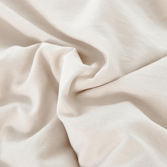 PERFEMET Twin Comforter Set 3 Pieces Beige Ruffled Comforter Set Shabby Chic Bedding Sets for Women Teen Girls Fluffy for All Season