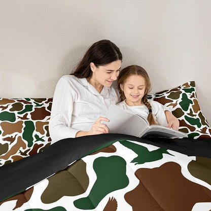 Erosebridal Camo Army Comforter Set Toddler Size Hunting Duck Bedding Set for Adults Teens Military Camouflage Comforter Wild Farmhouse Woodland Quilt Bedroom Decor