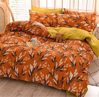 Luxlovery Floral Comforter Set King Botanical Orange Bohemian Bedding Comforter Set Women Girls Vintage Style Blanket Quilts Breathable Modern Rustic Leaves Bedding Set Hotel Quality King Comforter