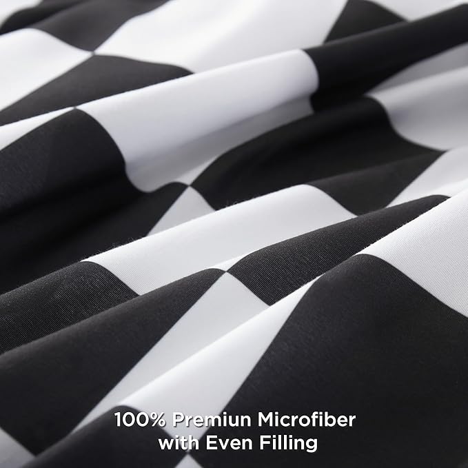 Andency Checkered Comforter King(104x90Inch), Black White Plaid Gingham Bed Set for Teen Boys Kids, Lightweight Microfiber Geometric Preppy Bedding, 3 Pieces