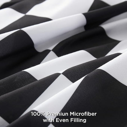 Andency Checkered Comforter King(104x90Inch), Black White Plaid Gingham Bed Set for Teen Boys Kids, Lightweight Microfiber Geometric Preppy Bedding, 3 Pieces