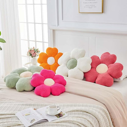 Flower Throw Pillow, Cute Flower Shaped Pillow Decorative Throw Pillow for Bed Couch, Soft Daisy Pillows Floor Seating Cushion Cushions (19.6 Inch Peach Pink)