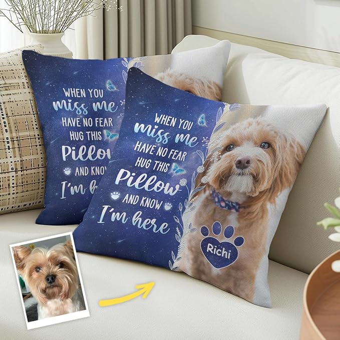 Pawfect House Custom Photo My Love for You is Always Here, Personalized Pet Memorial Throw Pillow (Insert Included), Dog Memorial Gifts for Loss of Dog, Cat Bereavement Gifts, Pet Loss Sympathy Gift