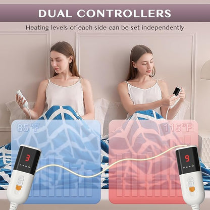 VENTIMI Electric Blanket Queen Size, 84" x 90" Heated Blanket with 9 Heat Levels & 2-4-8-10 Hours Auto Off, Fast Heating Blanket with ETL & FCC Certification, Navy