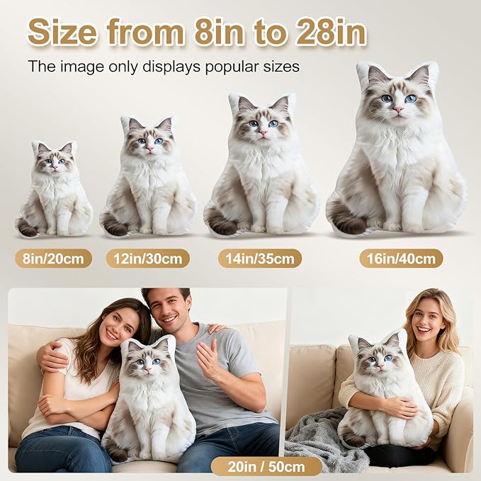 Customizable Photo Throw Pillows, Personalize Your Dog, cat or Couple Photos as Throw Pillows, for Halloween, Christmas, Birthdays.
