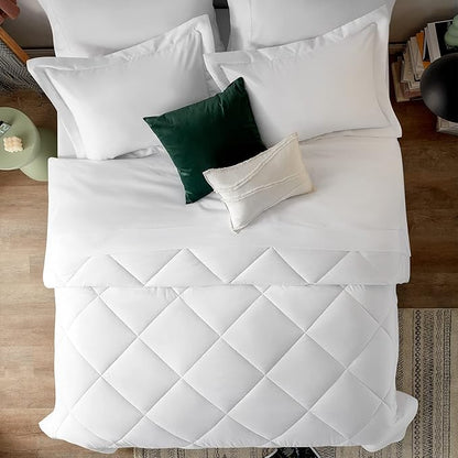 CozyLux Twin Comforter Set with Sheets White - 5 Pieces Bed in a Bag Twin, All Season Bed Set for Girls and Boys, Bedding Set with Down Alternative Comforter, Sheets, Pillowcase & Sham