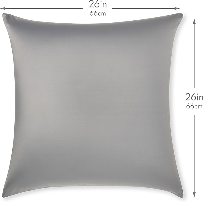 PILLOWY 26" x 26" Throw Pillow - Dark Grey: 1 PCS Luxurious Premium Microbead Pillow with 85/15 Nylon/Spandex Fabric. Forever Fluffy, Outstanding Beauty & Support. Silky, Soft & Beyond Comfortable