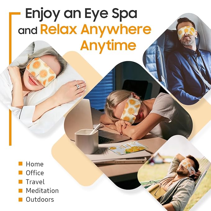 30Packs Steam Eye Mask, Heated Eye Mask Warm Compress for Eyes, Self Heating Disposable Steam Mask for Home Sleep, Spa, Travel Essentials & Relaxation Gifts, Stocking Stuffers (Sweet Orange)