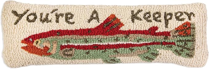 Chandler 4 Corners Artist-Designed You're A Keeper Hand-Hooked Wool Decorative Throw Pillow (8 in x 24 in) Lake & Lodge Pillow for Couches & Beds - Easy Care & Low Maintenance Lake House Cabin Pillow