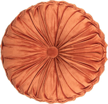 S_SSOY Round Throw Pillow for Couch Decorative 13"X13" Pumpkin Round Velvet Cushion for Sofa Bed Chair Floor Car Decorative (Orange)