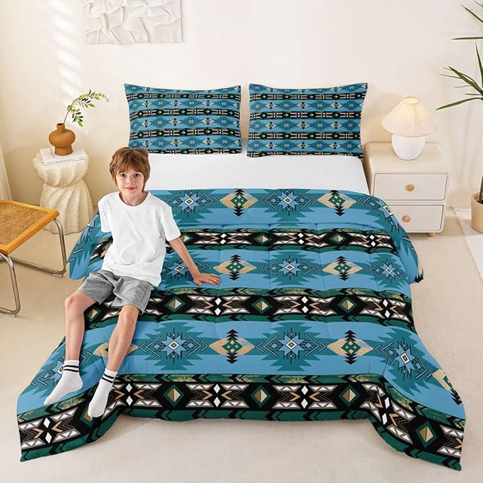 Erosebridal Western Boho Queen Comforter Set,Aztec Quilt,Ethnic Tribal Arrow Bedding Set Country Decor Western Duvet Insert,Western Room Decor for Bedroom Boho Living Room Decor,Southwestern Decor