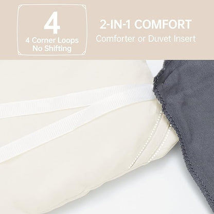 MUXHOMO Queen Comforter Set, All Season Ultra Soft Down Alternative Bedding - 3 Piece Lightweight Bed Set Includes 1 Comforter (90"x90") and 2 Pillow Shams (20"x26"), Ivory