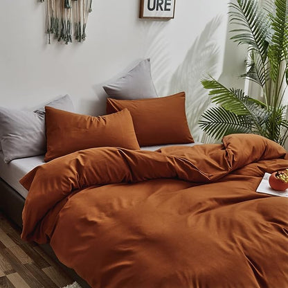Houseri Burnt Orange Comforter Set Twin Kids Girls Boys 3 Pieces Terracotta Caramel Bedding Sets Rust Brown Comfy Soft Dusty Orange Bedding Solid Color Cinnamon Bed Comforters Quilts Twin Size