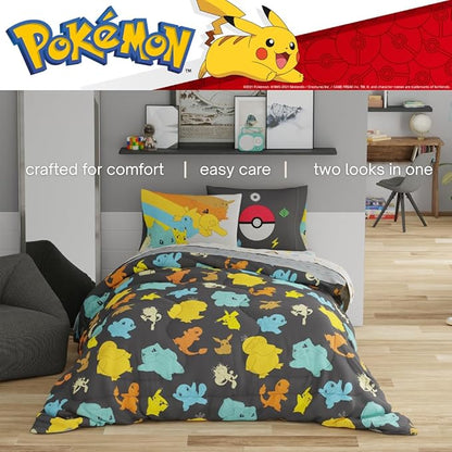 Pokemon Bedding Set, Full Size 7 Piece Set Kids Super Soft Cozy Reversible Comforter and Sheet Set with Sham, (100% Officially Licensed Product) by Franco