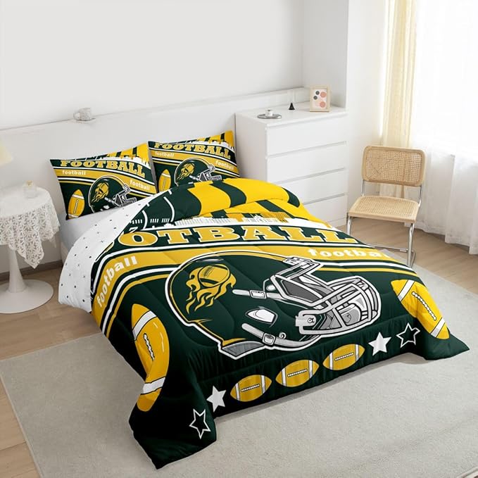 Feelyou Football Bedding Set Boys Girls Full Size Women Men Football City Comforter Rugby Sports Duvet Quilt Bedroom Decor
