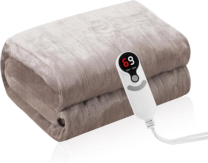 Electric Heated Blanket Full Size 72"x84",Fast Heating Throw, Soft Microplush for Bed & Couch, 1-10 Hours Auto Off & 6 Heating Levels, Machine Washable, Gifts for Grandma & Family-Camel