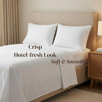 Beckham Hotel Collection Cotton Pillowcases Standard/Queen, 500TC, Sateen Finish, Open End, Breathable, Moisture-Wicking, White (Pack of 2)