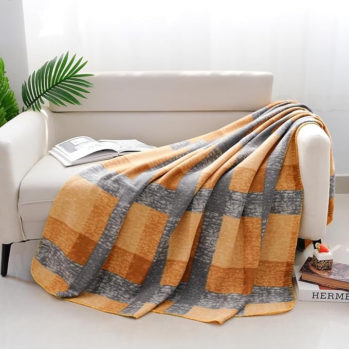 ZYFZCYBL Fleece Throw Blanket Blankets Bulk 6 Pack Soft Lightweight for Cozy Polar Fleece 50 x 60 Solid Pet-Friendly Colorful Bed Sofa Couch Fleece Fabric Travel Wedding Gift（Yellow and Grey）