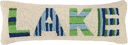 Lake Wool Hook Pillow for Lake House or Cabin by The Pillow Shoppe, 8x24 Oblong