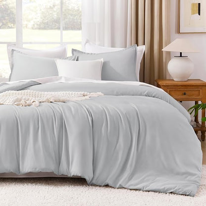 Litanika Comforters Twin XL Size Light Grey, 2 Pieces Lightweight Solid Bedding Set & Collections, All Season Fluffy Bed Set (68x92 Inches Comforter & 1 Pillowcase)