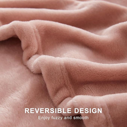 Hansleep Fleece Dusty Pink Throw XL Blanket, Super Soft Flannel Fuzzy Plush Cozy Blanket for All Seasons, Dusty Pink, Throw XL 50x70 Inches