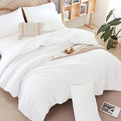 weigelia Full Size Comforter White Modern 3PCS Microfiber Full Size Comforter Sets for All Season Comforter for Men, Women and Girls Soft Lightweight Bed Comforter Set