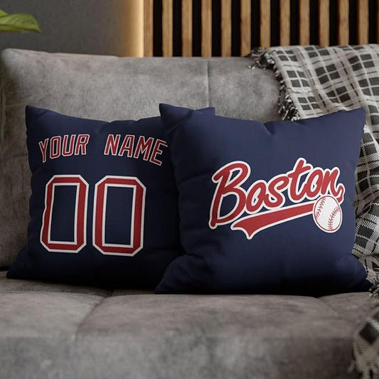 ANTKING Boston Throw Pillow 2 Packs Custom Name and Number for Men Women Boy Personalized Gifts