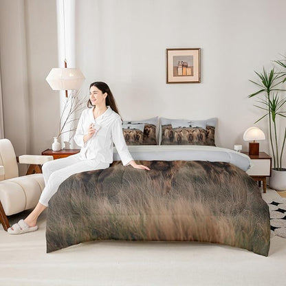 Erosebridal Cow Print Queen Bedding Set - Western Highland Cow Bed in A Bag,Wild Animal Comforter Sets with Sheets, Farmhouse Country Style 7 Pieces Bed Set Bedroom Decor
