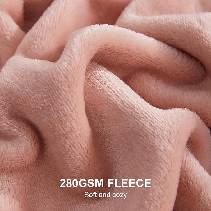 Hansleep Fleece Dusty Pink Throw XL Blanket, Super Soft Flannel Fuzzy Plush Cozy Blanket for All Seasons, Dusty Pink, Throw XL 50x70 Inches
