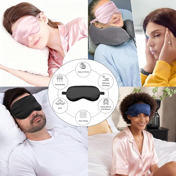 Sleep Masks 5PACK Silk Eyes Cover Satin Eye Mask Silky Blackout Soft Blindfold Sleeping Eyeshades Covers Bridesmaid Gifts