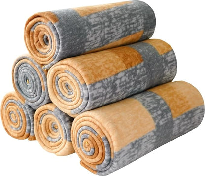 ZYFZCYBL Fleece Throw Blanket Blankets Bulk 6 Pack Soft Lightweight for Cozy Polar Fleece 50 x 60 Solid Pet-Friendly Colorful Bed Sofa Couch Fleece Fabric Travel Wedding Gift（Yellow and Grey）
