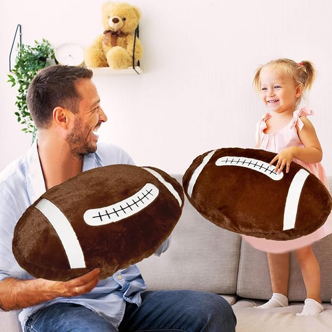Football Pillow,Stuffed Football Throw Pillow,Cute Football Plush for Football Fans Creative Room Decor,Fluffy Durable Football Plushies Gift for Kids Party Birthday Decor(15.7 Inches)