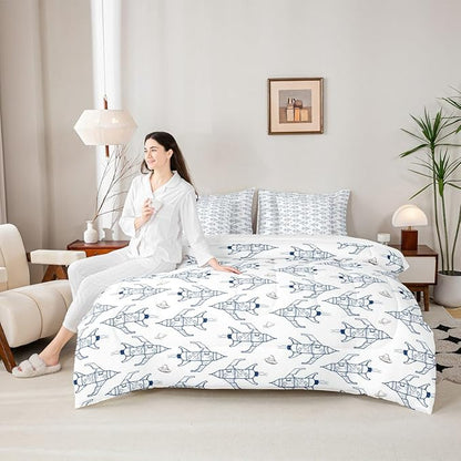 Feelyou Space Rocket Print Bed in a Bag Twin Universe Planets Comforter Set with Sheets for Kids Planet Space Ship Design 7 Piece Bedding Set Women Men Ultra Soft Breathable
