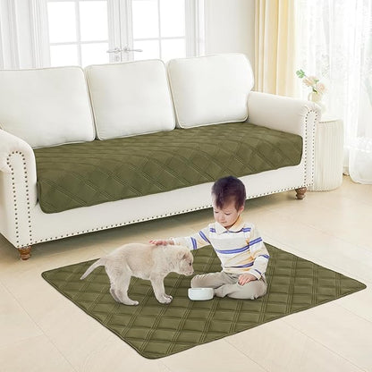Smiry Waterproof Dog Bed Cover Blanket 40x50, Soft Reversible Pet Blanket, Washable Leakproof Cats Dogs Couch Cover for Sofa, Couch, Furniture, Green/Navy