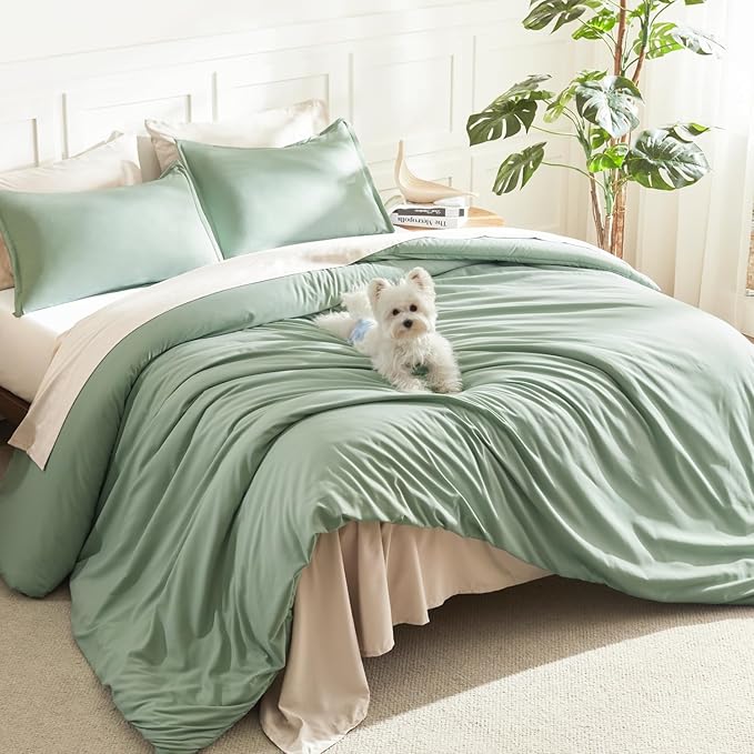 Litanika California King Comforter Set Sage Green - 3 Pieces Cal King Lightweight Solid Bed Comforter, Oversized Fluffy Down Alternative Comforter Quilt Blanket Bedding Set