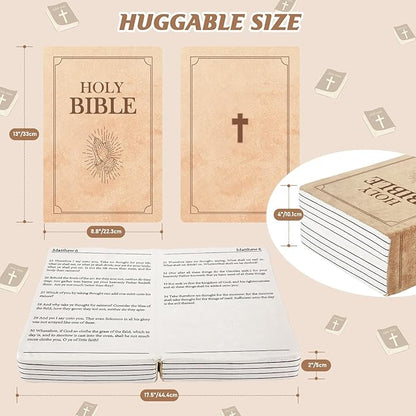 Bible Pillow Book Plush That Opens, Christian Holy Bible Stuff Religious Party Favors Gifts, Room Decorative Pillow for Bedroom Living Room (Yellow)