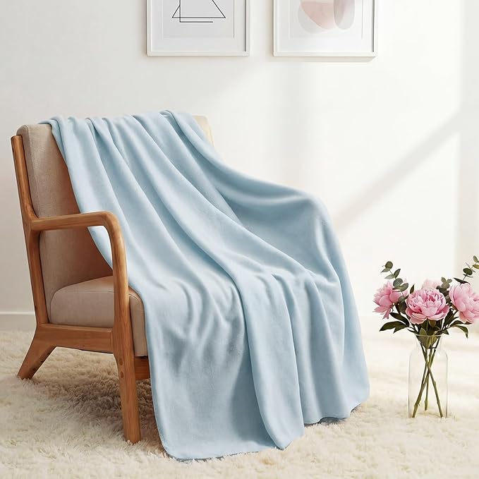 Kinlop Fleece Blanket Bulk 60 x 50 Inch Soft Lightweight Fleece Cozy Blanket Warm Throw Plush Pet Throw for Bed Couch Sofa Home Office Wedding Gifts Travel Camping(Mist Blue)