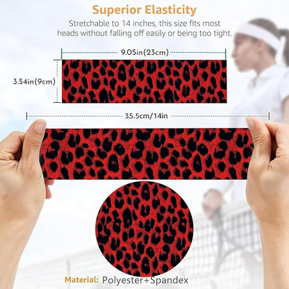 Cheetah Headbands for Women Trendy Leopard Wide Head Bands for Women's Hair Non Slip Wraps Elastic Stretchy Bandanas Workout Fashion Hair Accessories Birthday Gifts for Valentines 6PCS