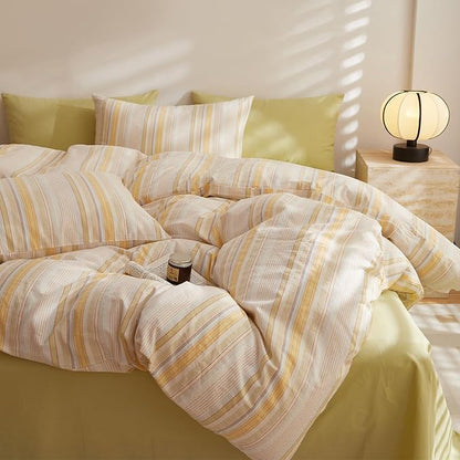 HighBuy Bohemian Full Comforter Set Yellow Striped Bedding Full Farmhouse Geometric Comforter Set Full,Multi Color Stripes Pattern Bedding Set 3 Piece,1 Striped Comforter 2 Pillowcases