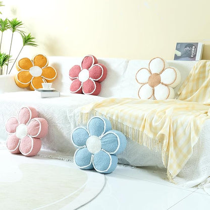 Sioloc Flower Shaped Pillow Daisy Pillows Floor Cushion Pastel Cute Seat Cushions Aesthetic Classroom Dorm Decorative Fun Throw Pillow for Bed,Couch(Blue,19.7")