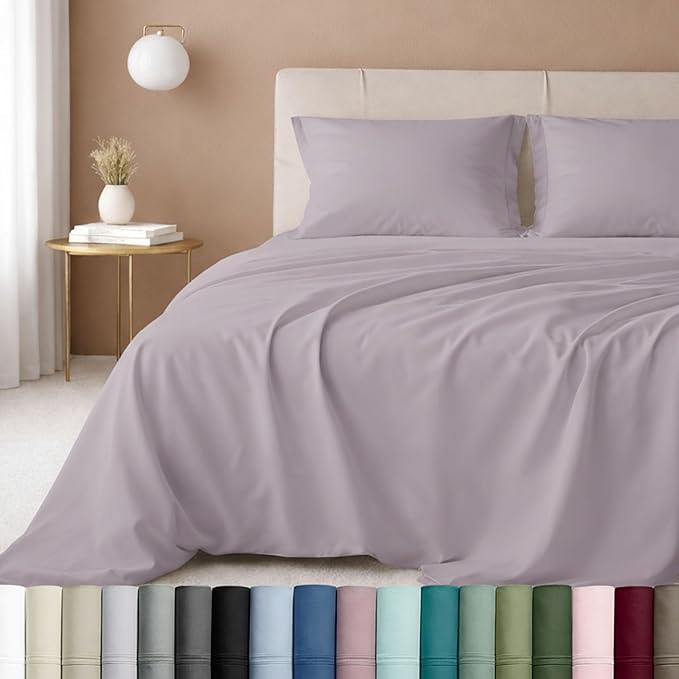California Design Den California King Sheet Set - 100% Cotton, 600 Thread Count Deep Pocket Cal King Sheet Set, Luxury Soft Hotel-Quality Sheets Sateen Weave - Lavender